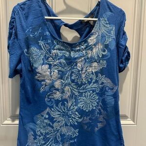 Style &Co Blue Floral Short-Sleeve Women's Top